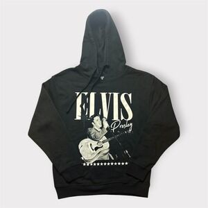 Elvis Presley Graphic Hoodie Black Mens Medium Ceremony‎ of Roses Rock Music